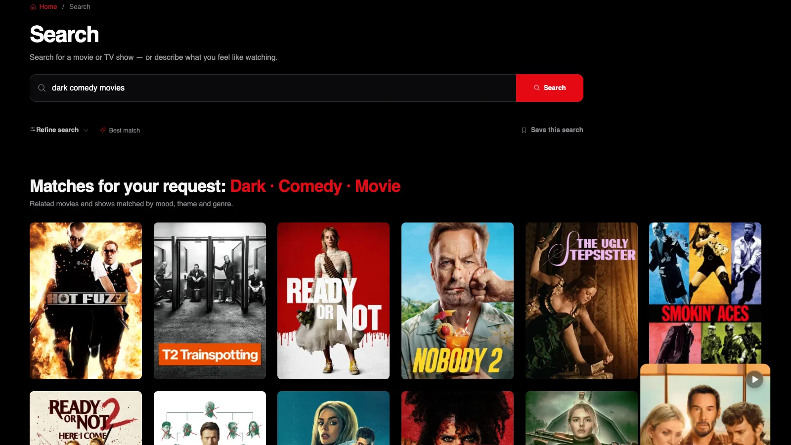 Don't know what to watch? Try searching Watchmora like this